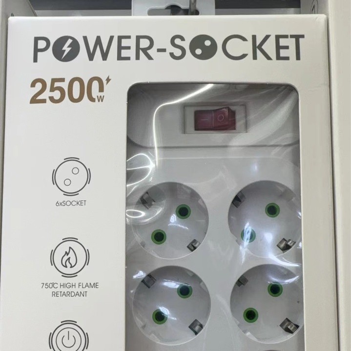 Comercio exterior enchufe estándar europeo con interruptor enchufe estándar europeo enchufe doméstico con enchufe USB 6 agujeros placa de cable de tracción exclusiva transfronteriza