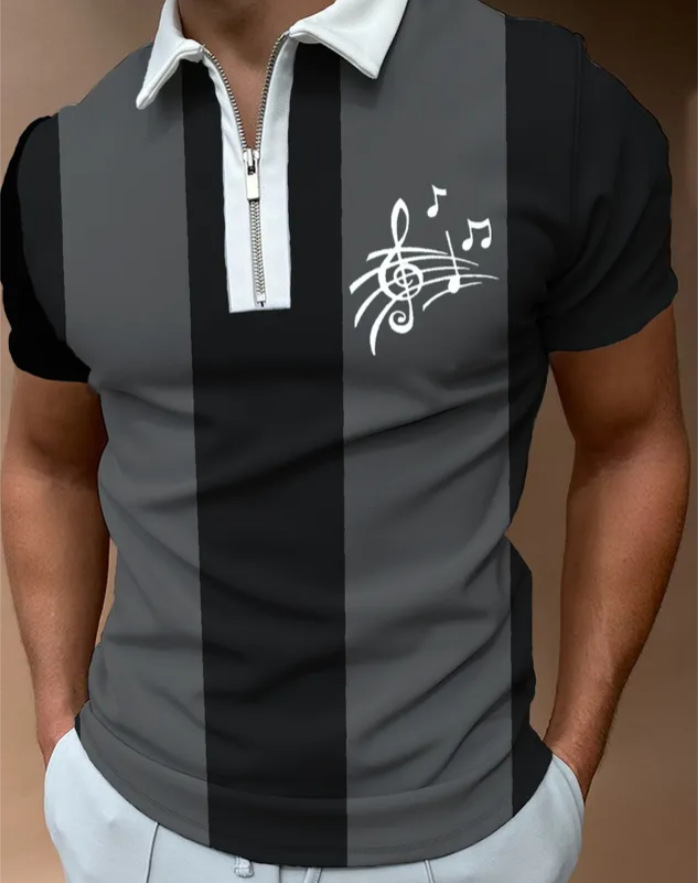 Comercio exterior europeo y americano primavera nueva moda casual popular impresión polo camiseta con cremallera hombres envío gratis