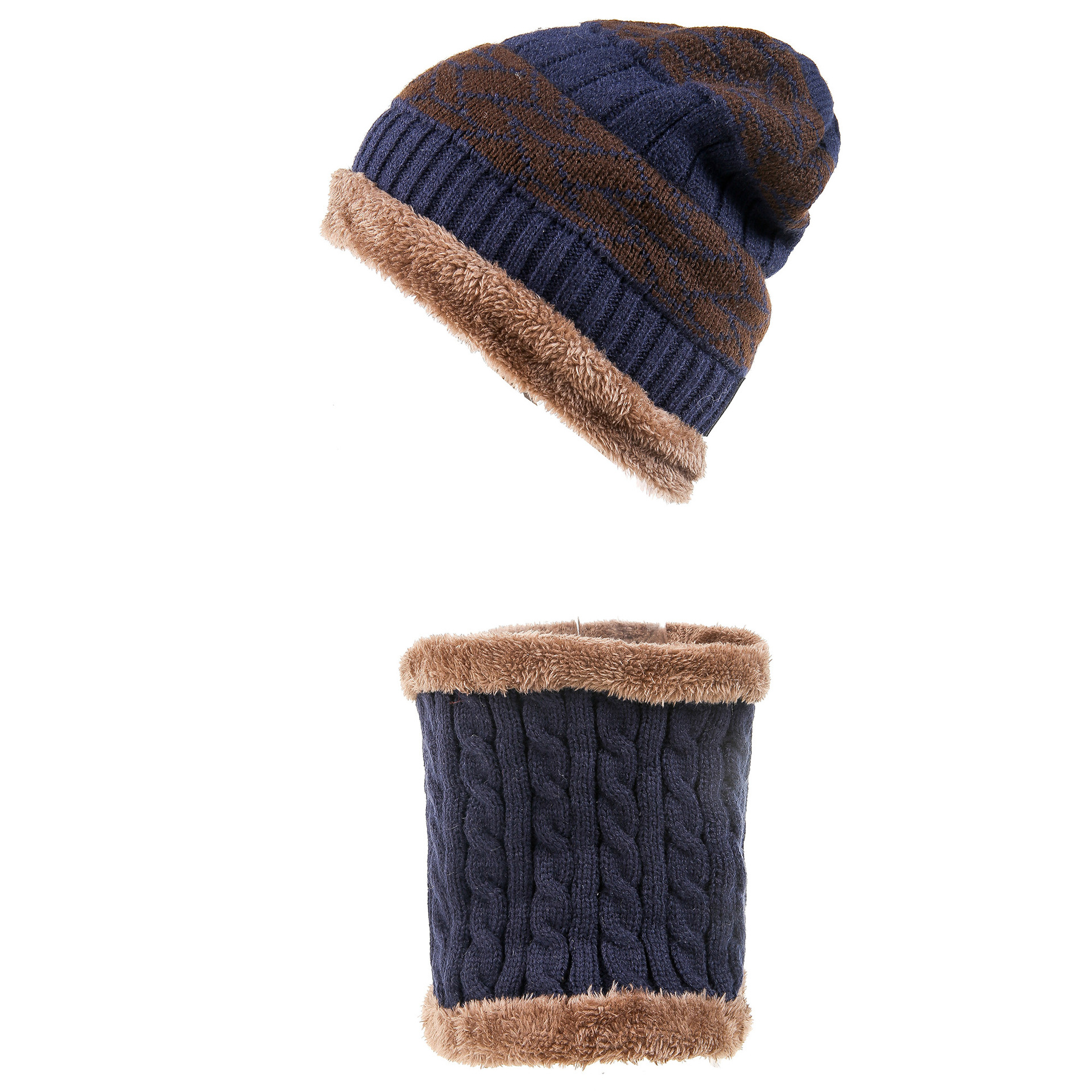 Otoño e Invierno con forro polar cálido sombrero de punto al aire libre sombrero de lana a prueba de frío sombrero de los hombres suéter sombrero bufanda traje de dos piezas image 5