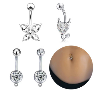Cross-border hot sale European and American navel nail simple stainless steel Amazon Little Devil heart-shaped navel buckle piercing jewelry