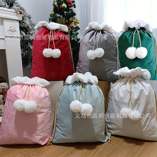 Amazon New Santa Gift Bag Large Christmas Drawstring Storage Bag Soft Flannel Drawstring Pocket
