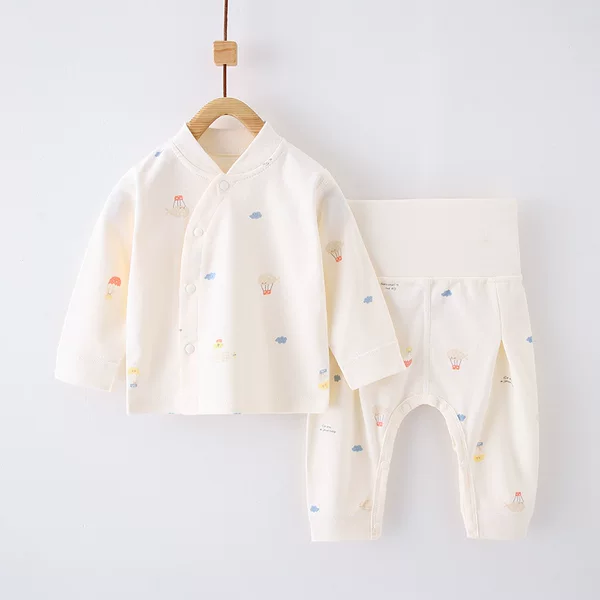 Autumn New Children's Underwear Set Cotton Partial Buckle Baby's Autumn Clothes Long Johns Men's High Waist Belly Protecting Women's Bottoming Pajamas