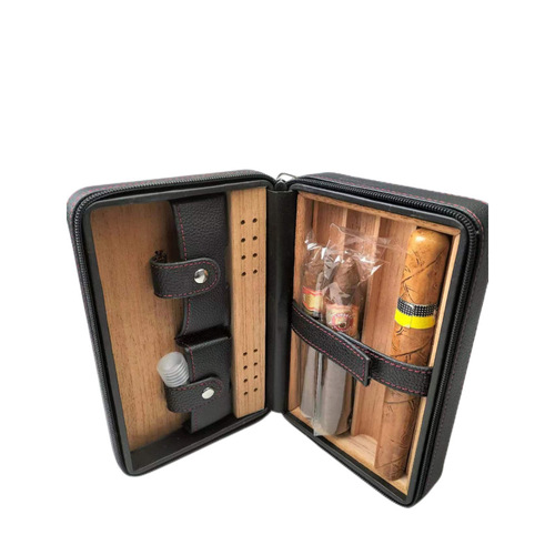 Cigar Box Set Cedar Wood Humidifier Zipper Bag Cigar Cover Portable Storage Bag