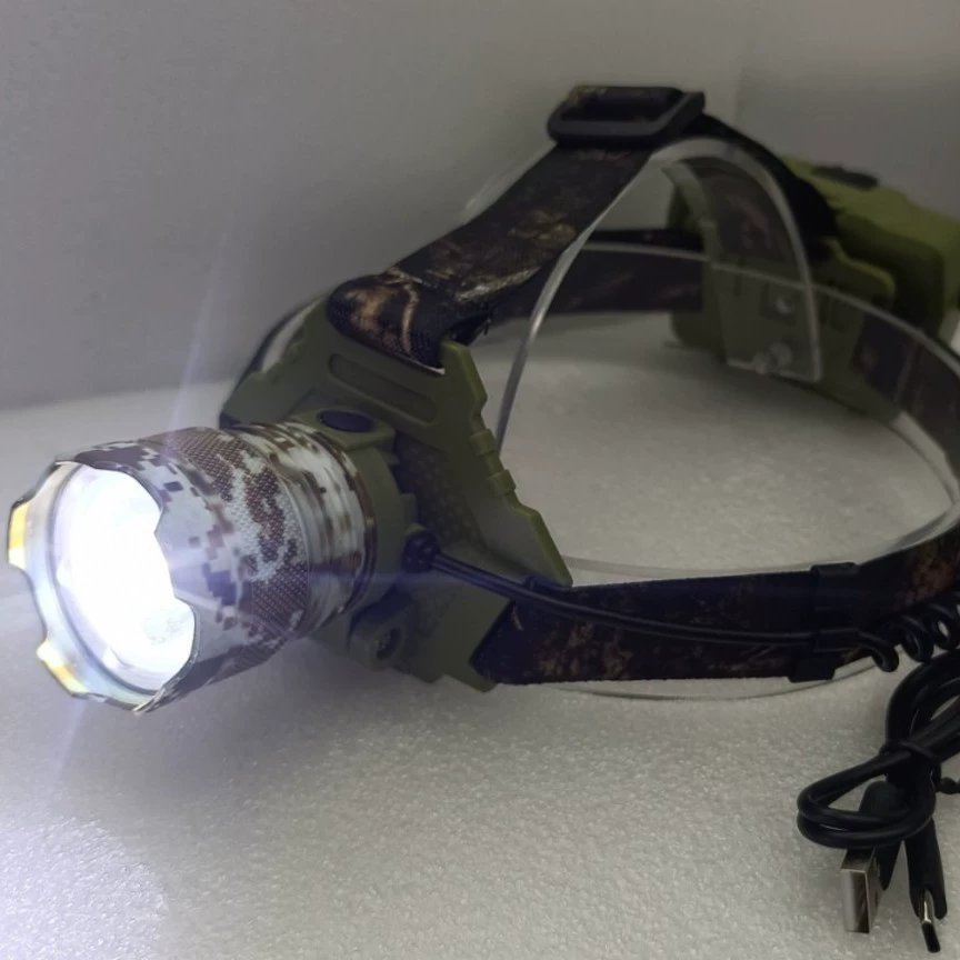 Лупа-фонарик W328-3, зумируемый LED, зарядка Type‑C, варианты 2/3-стержня, доступен камуфляж