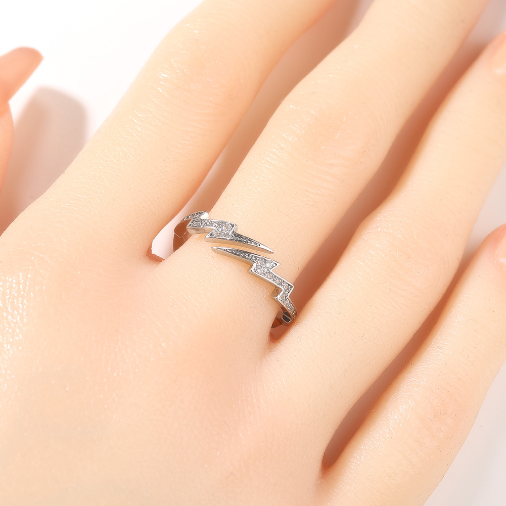 Lightning Diamond Ring Rose Gold Zircon Creative Fashion Jewelry_voghion.com