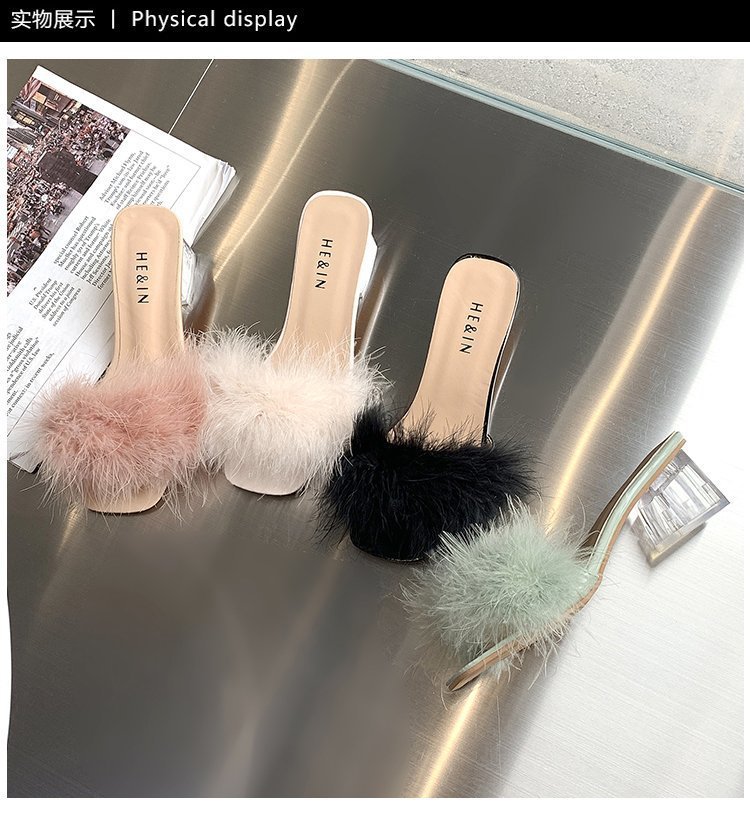 Women's Sexy Solid Color Feather Round Toe Fashion Sandals display picture 22