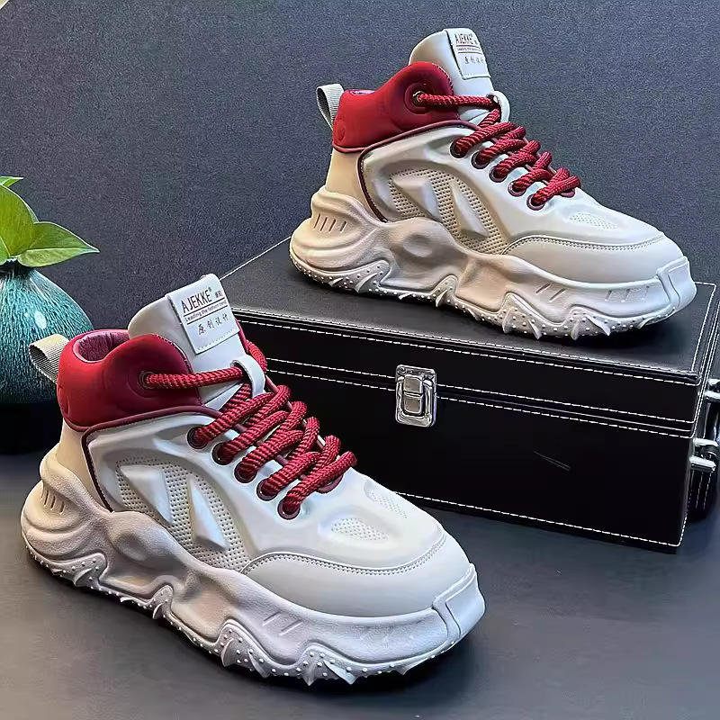 High-Top Men's Shoes Winter Trendy Versatile Casual Running Sneakers Youth High-End Height-Increasing White Dad Shoes High-Top Men's Shoes Winter Trendy Versatile Casual Running Sneakers Youth High-End Height-Increasing White Dad Shoes