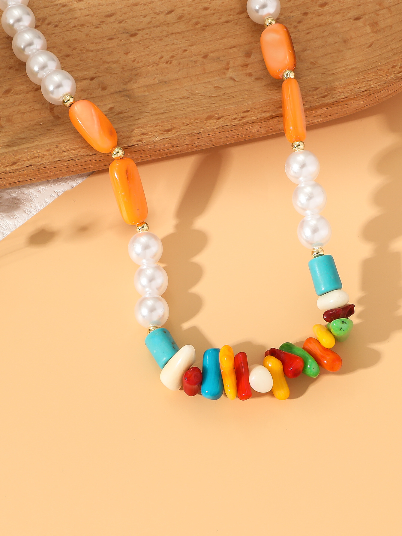Pearl And Mixed Bead Necklace For Women Niche Coral Design_voghion.com