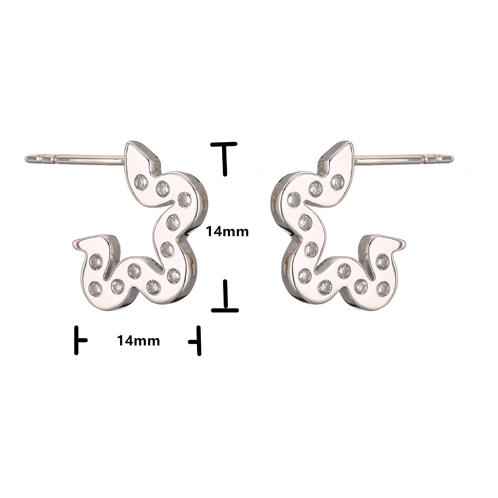 Micro-Inlaid Zircon Flower Rectangular Round Shape Stud Ring Brass Earrings