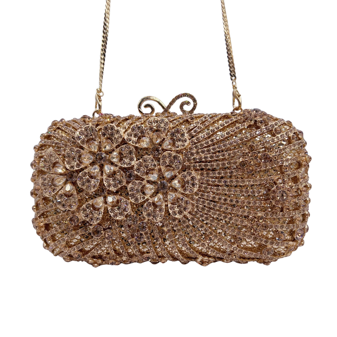 Túi clutch nữ đính đá dạ hội pha lê lấp lánh — màu vàng, bạc chi tiết 4