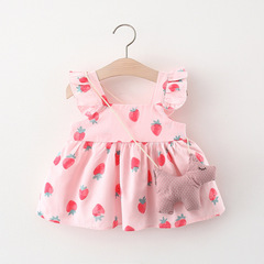Children's summer clothing wholesale, girls' dresses, little girls' strawberry tank dresses for infants, summer clothing 1033