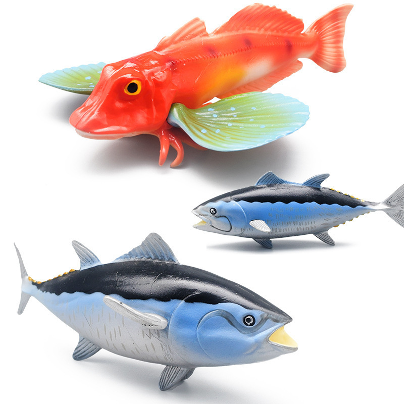跨境實心海洋動物玩具金槍魚鳍魚飛魚仿真模型玩具海洋館兒童禮物