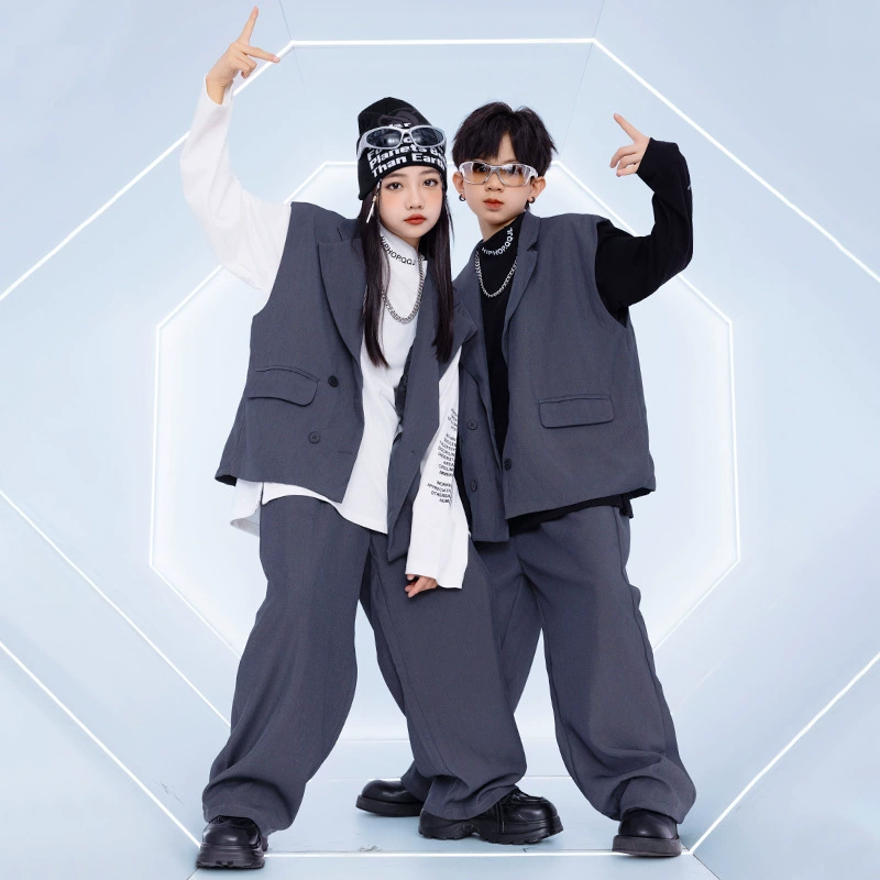 Хип-хоп детский костюм для мальчиков хип-хоп хип-хоп костюм для девочек джазовый костюм для показа костюм для показа классный красивый костюм