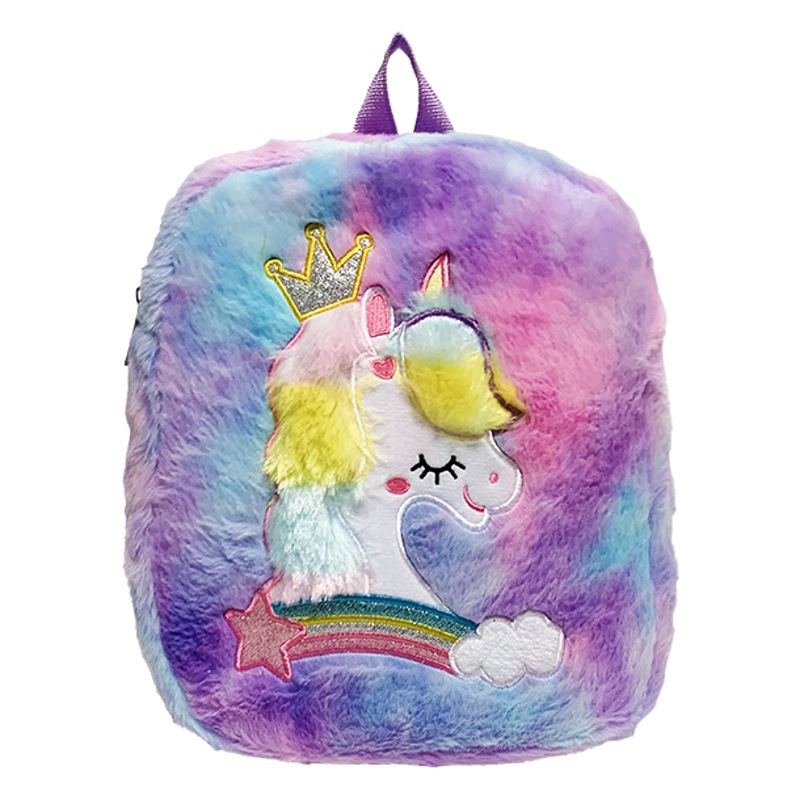 Bolsa para niños de dibujos animados Comercio exterior bolsa de felpa unicornio pequeña mochila transfronteriza monedero hembra Linda pequeña mochila