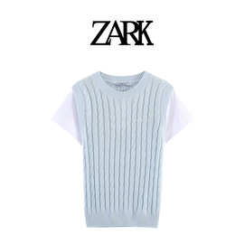 ZARK 欧美新款假两件绞花纹针织衫 跨境外贸女装批发  UYL960055