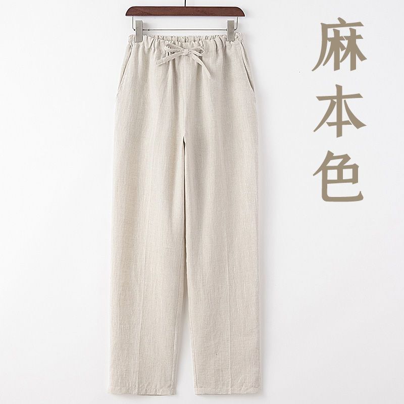 リネンパンツメンズサマーカジュアルパンツ薄い中国風チャイナパンツメンズストレートパンツレトロスタイル綿とリネンのズボン|undefined