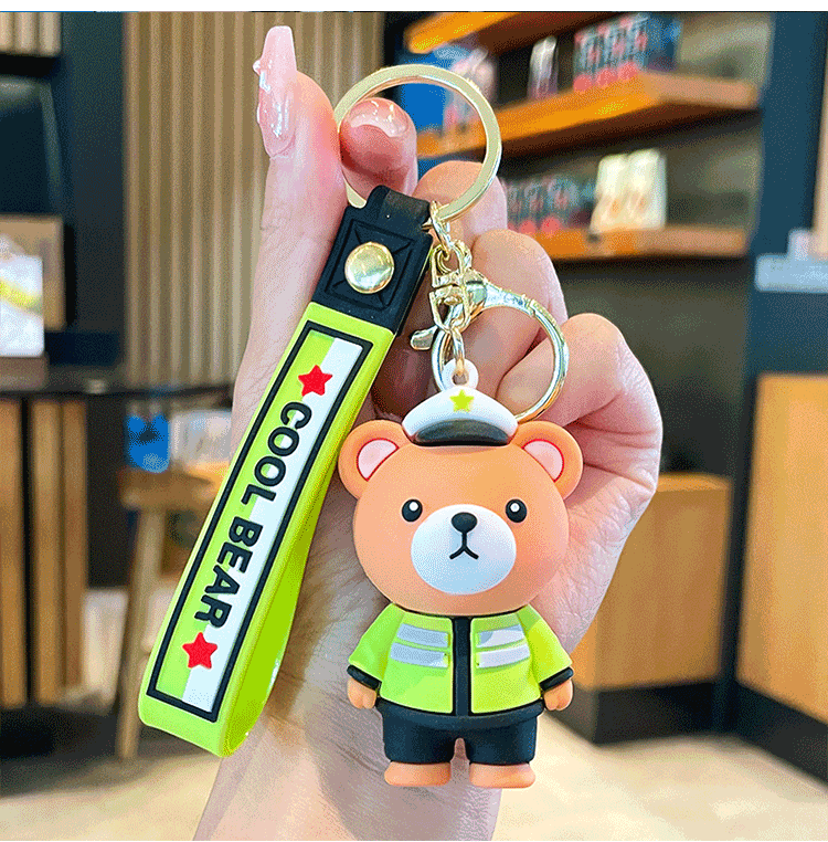 54g Weight Cute Simple Style Bear Silica Gel Unisex Keychain