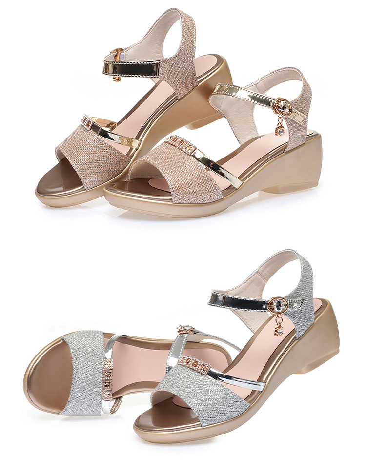 Sandal da thật nữ quai chữ V đế xuồng mềm, gót trung bình, phong cách thời trang đa năng, size lớn — màu đen chi tiết 20