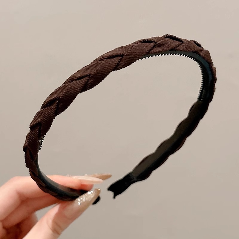 Cerebral alto trenzado banda de cabello mujer 2025 nuevo lavar la cara banda de cabeza dientes antideslizante presión tarjeta de cabello simple cabello tocado