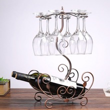 红酒架欧式创意铁艺杯挂杯倒挂高脚杯吊杯葡萄套装一件代发跨境