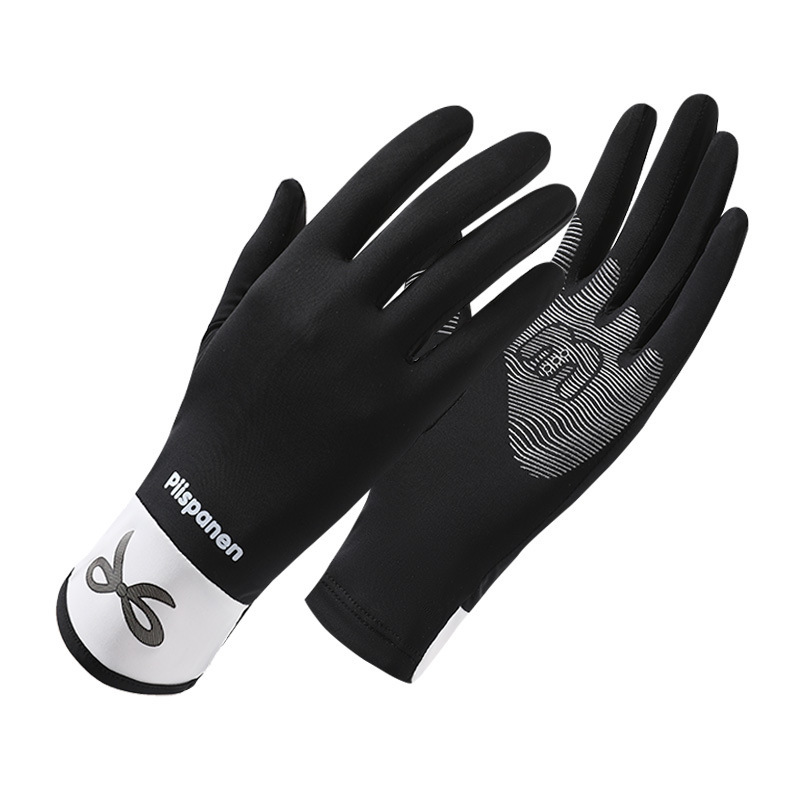Verano de seda de hielo transpirable para mujer estilo fino al aire libre antideslizante conducción con todos los dedos anti-ultravioleta seda de hielo guantes de protección solar