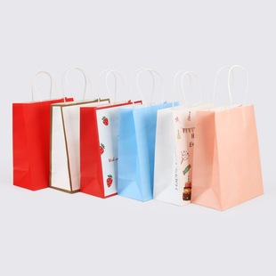 Portable Kraft paper bag gift bag take-out milk tea packing bag Mid-Autumn Festival gift hand bag printing logo