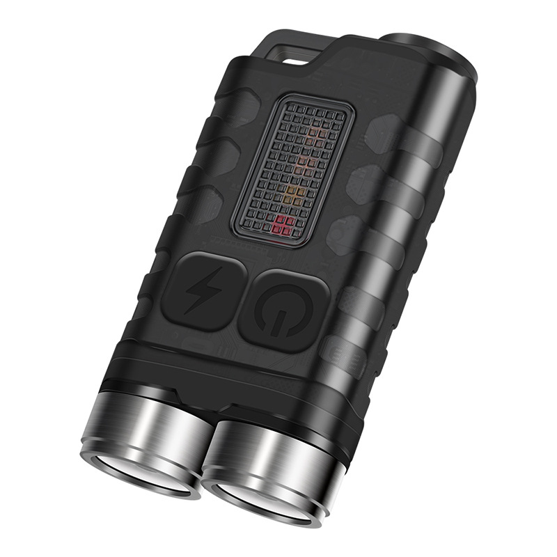 Boruit nuevo mini llavero linterna recargable USB-C multifuncional rojo y azul advertencia linterna magnética