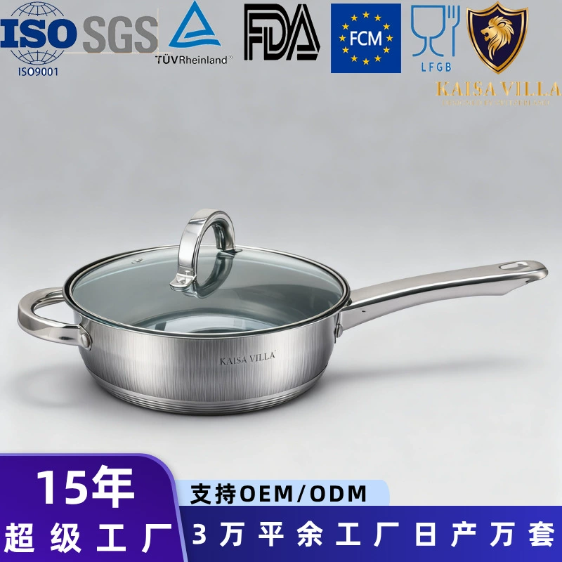 Оптовая продажа: Новая многослойная сковорода из пищевой нержавеющей стали для дома, с антипригарным покрытием, для жарки стейков, с пятислойным композитным дном