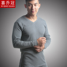 男士纯棉秋衣青少年鸡心领秋冬保暖内衣单件套头打底线衣男式批发