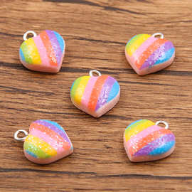 彩色 14X17mm DIY树脂配件 爱心吊坠魅力挂件 箱包项链手链配饰