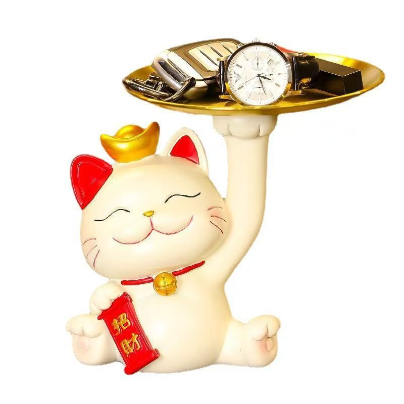 招财猫钥匙收纳玄关摆件入户门家居客厅桌面装饰品乔迁礼物|undefined