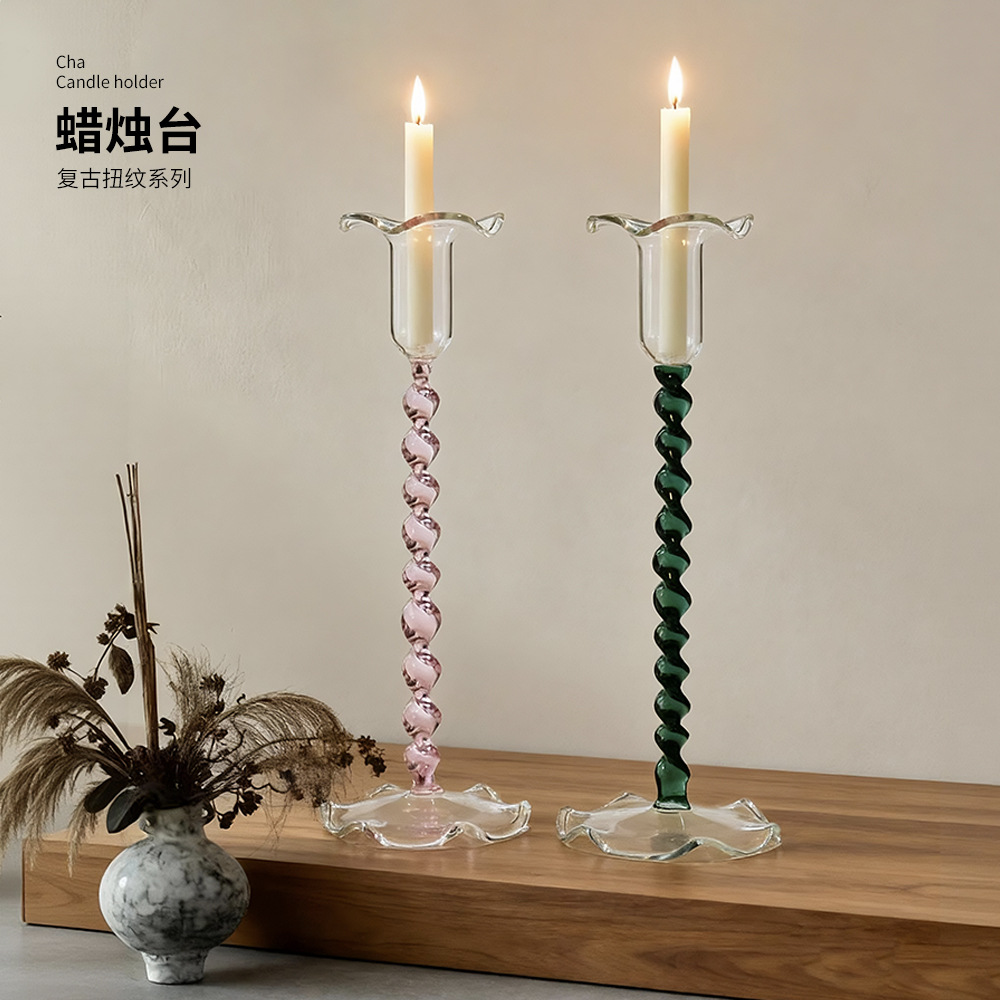 Brotos europeos de flores altos pies candelabros retro color espiral candelabros bodas decorativos de escritorio para el hogar