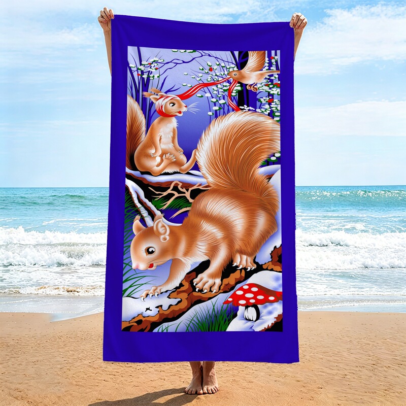 Millions of Ready-Made Products: Royal Blue Framed Snow Squirrel Forest Realistic Quick-Drying Beach Towel, Absorbent Bath Towel, Direct from the Source Factory, Customizable Millions of Ready-Made Products: Royal Blue Framed Snow Squirrel Forest Realistic Quick-Drying Beach Towel, Absorbent Bath Towel, Direct from the Source Factory, Customizable