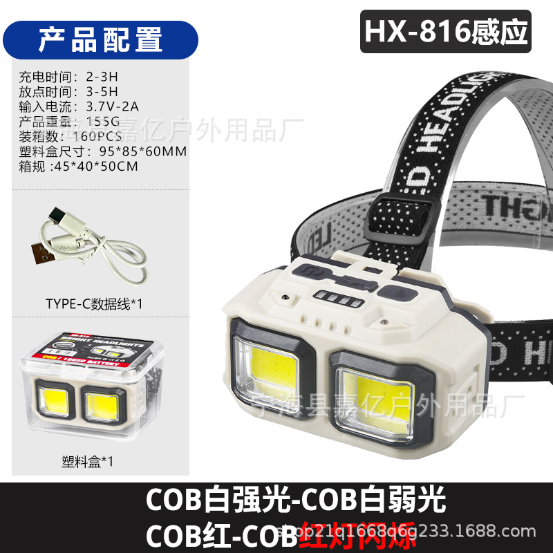 Transfronterizos COB inducción headlight led zoom al aire libre montañismo luz de pesca nocturna al por mayor image 9