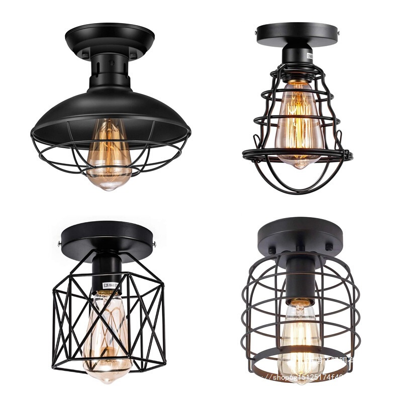American-Style Farmhouse Ceiling Light for Hallway, Kitchen, Bedroom, Staircase, Living Room, Vintage Country-Style Home Cage-Type Led Lighting