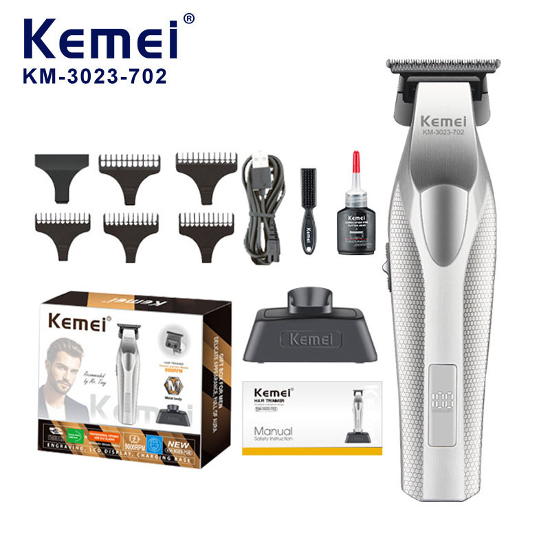 Cortadora de pelo eléctrica Kemei transfronteriza para peluquerías profesionales KM-3023, cortadora de pelo eléctrica con cabezal de metal para esculpir.
