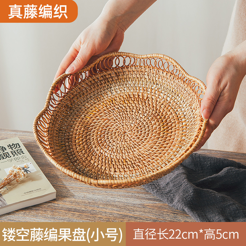 Cesta de almacenamiento de ratán, cesta de frutas, cesta para bollos al vapor, cesta de bambú para pan y refrigerios, cesta de picnic