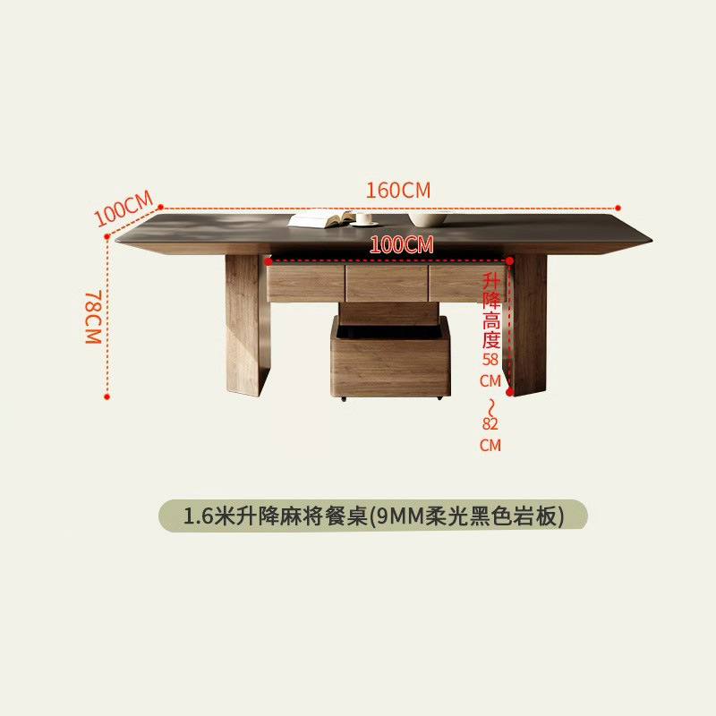 La mesa de mahjong se puede levantar, mesa de comedor de tablero de roca, muebles multifuncionales de doble uso, 2024 nuevo apartamento pequeño para el hogar