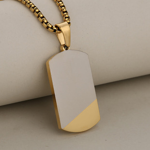 Cross-border Europe and the United States Amazon Hot Simple Joker Fashion Design Sense Stainless Steel Men's Military Brand Pendant