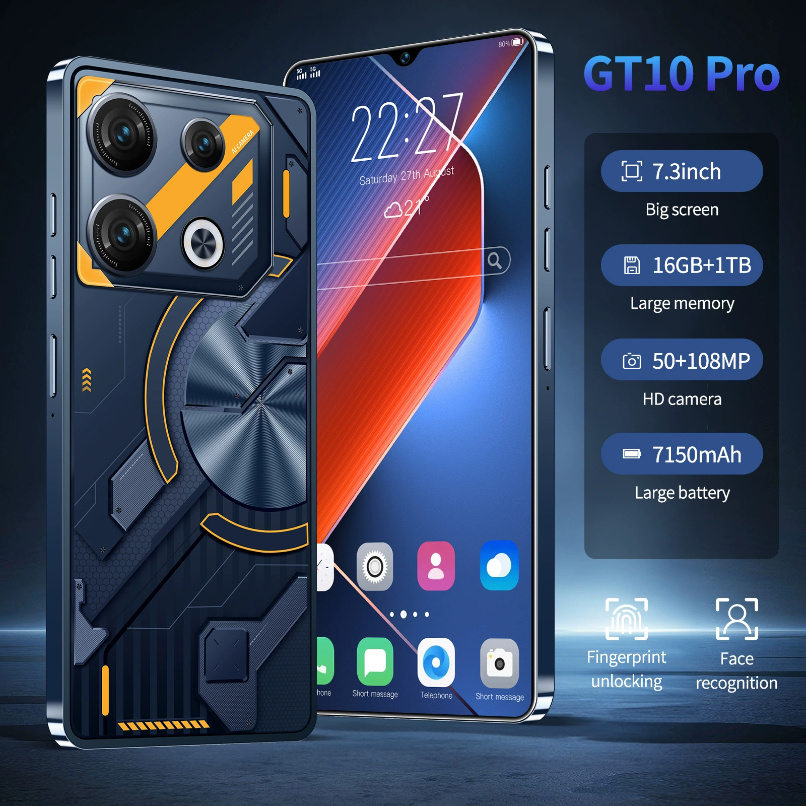 Взрывной кросс-бордерный внешний торговый мобильный телефон GT10 ProOversized большего экрана HD 16+1T память источник фабрика оптовая торговля Шэньчжэнь