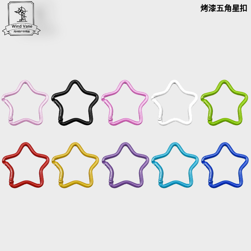 Colorful Painted Five-Pointed Star-Shaped Carabiner, Aluminum Alloy Star Buckle, Handmade Pendant DIY Connection Accessories Quick Hook
