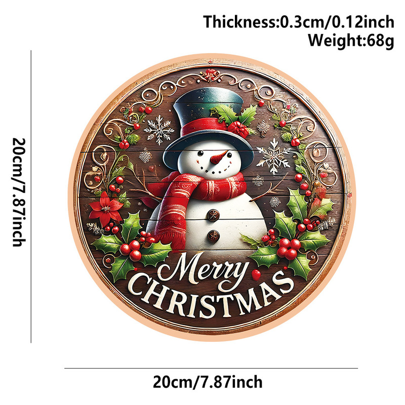 現物クリスマス装飾品ペンダント木製看板シリーズサンタクロース雪だるまヘラジカ円形標識表札|undefined