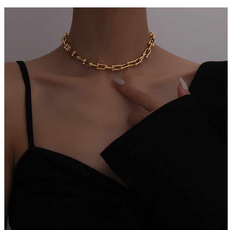 Women'S Gender Fashion Geometric Titanium Steel Patchwork Plating Chain Necklace 1 Piece