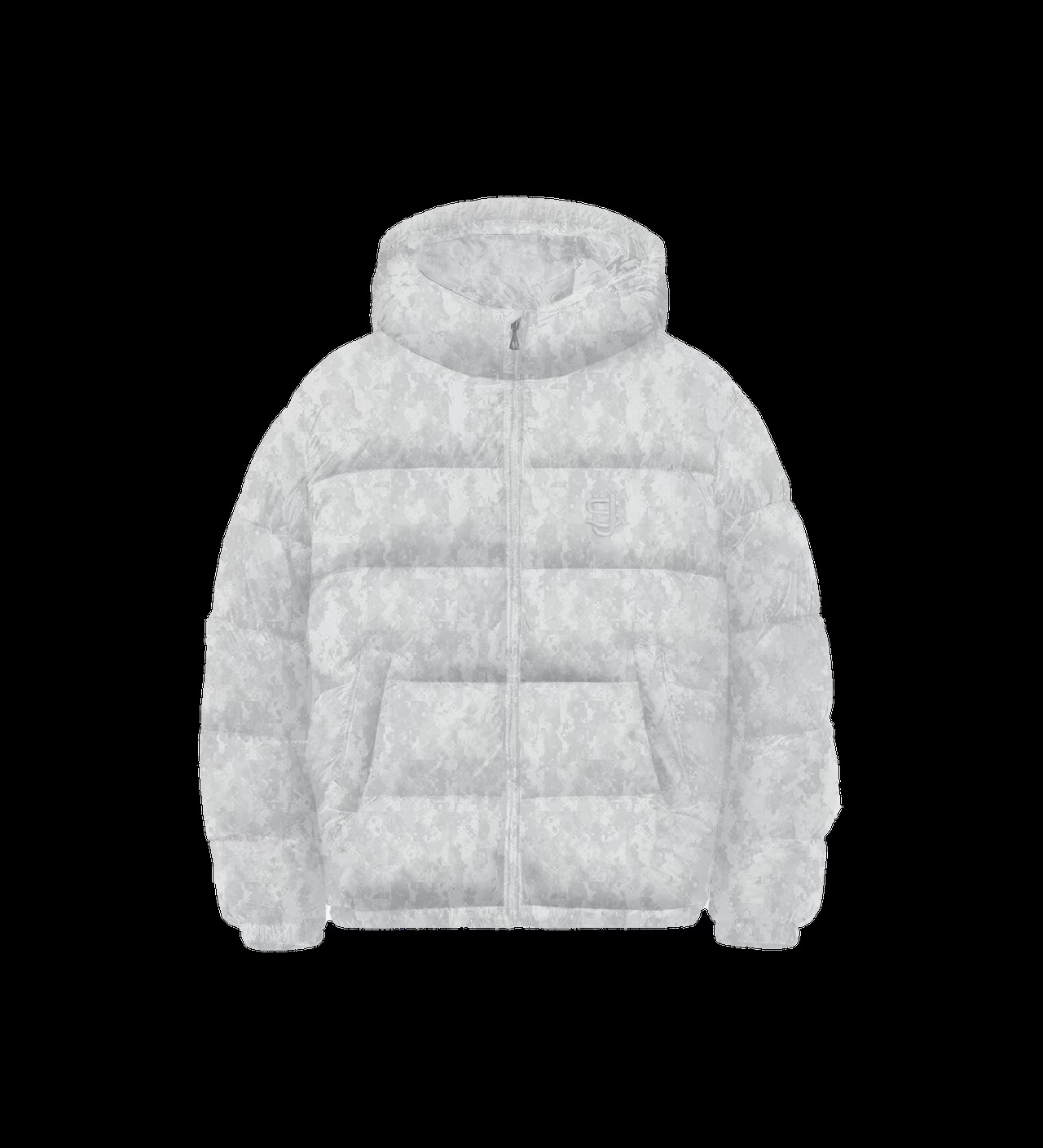 Stussy Puffer Jacket Padded Embroidered Digital Camo Grey