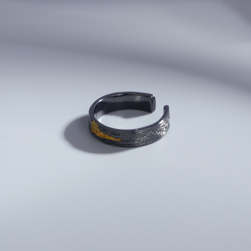 Anel de sinete vintage para homem em aço titânio_voghion.com