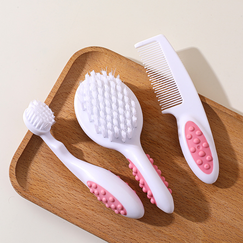 Traje de cepillo de Peine de nylon de dos colores para bebés Baño Cuidado del baño Cepillo de pelo suave para niños