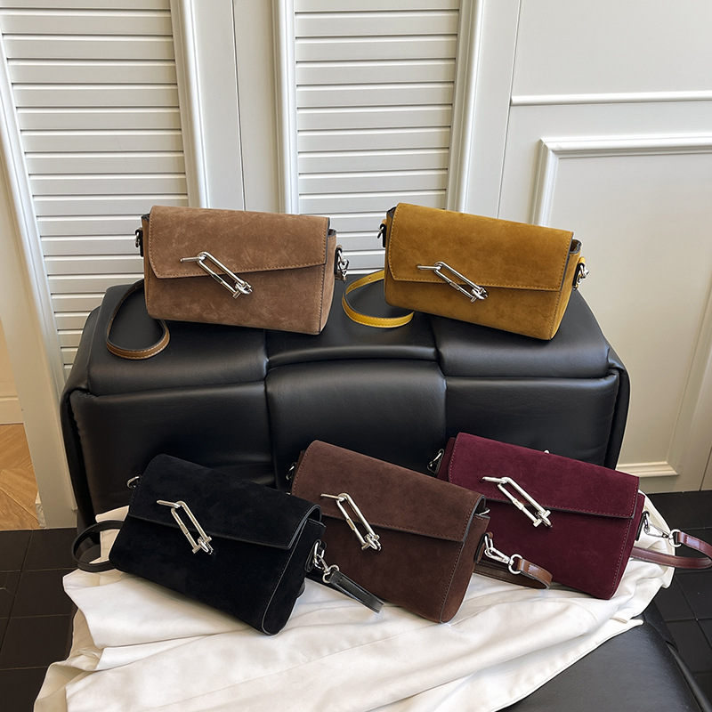 Suede Exquisite Lockbox Bag For Women 2025 New Model, Light Luxury, Niche High-End Sense, Shoulder Bag, Crossbody Lock Buckle Small Square Bag_voghion.com