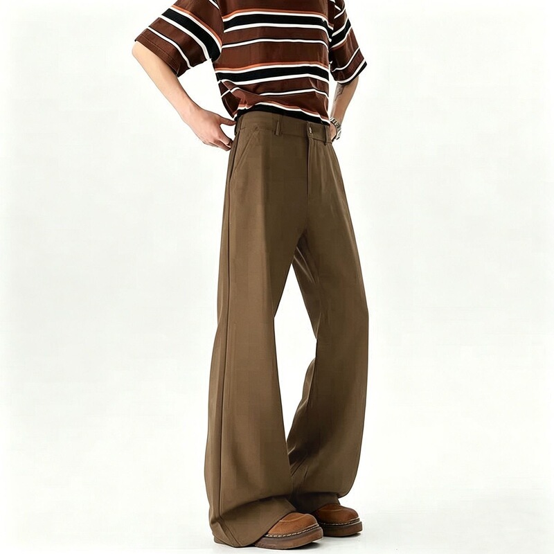 Men's cleanfit black and brown casual suit pants, spring/summer/autumn, loose-fitting, drapey, wholesale