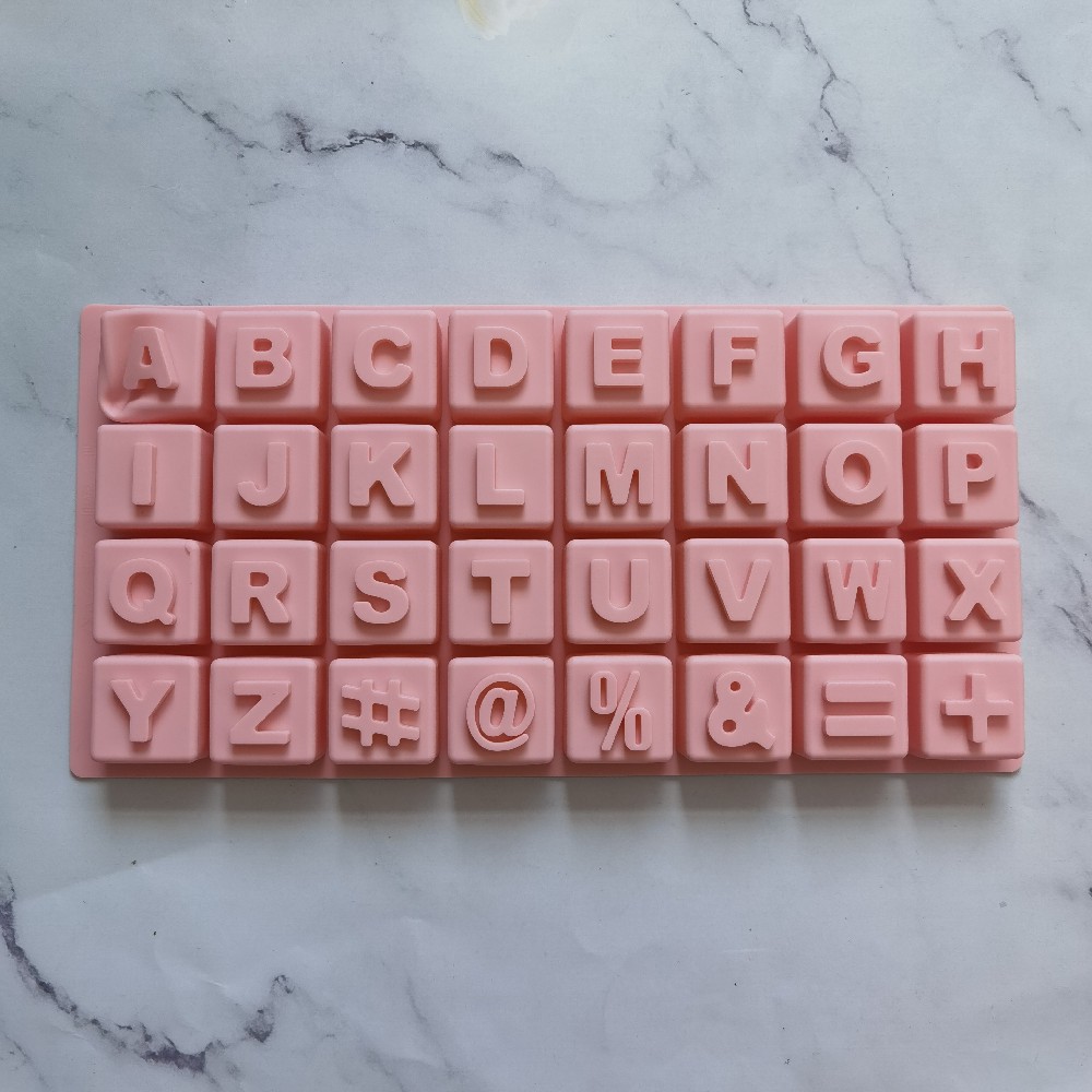 Gran alfabeto inglés 62 molde de silicona pastel helado pudín molde de postre jabón utensilios