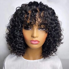 Human hairアマゾン新品レディースショートカールアフリカの人気小カール黒人かつらセット現物